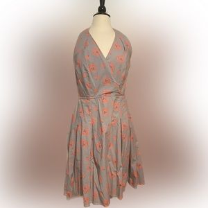 Boden Halter Neck RETRO Floral Print Dress US 8R